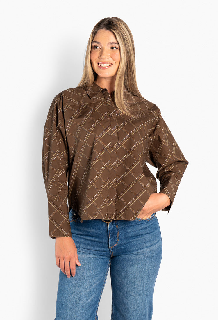HÉST HEST Senna Printed Shirt Brown