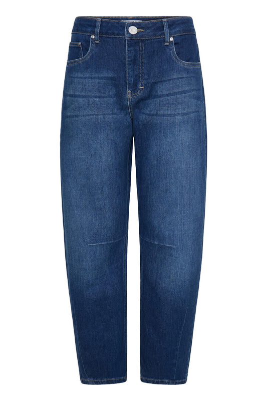 Pulz Anni HW Jeans Barrel Leg Dark Blue Denim