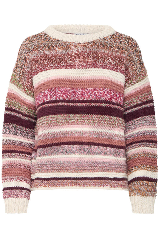 Pulz Rani LS Pullover Rose Knitted Stripe
