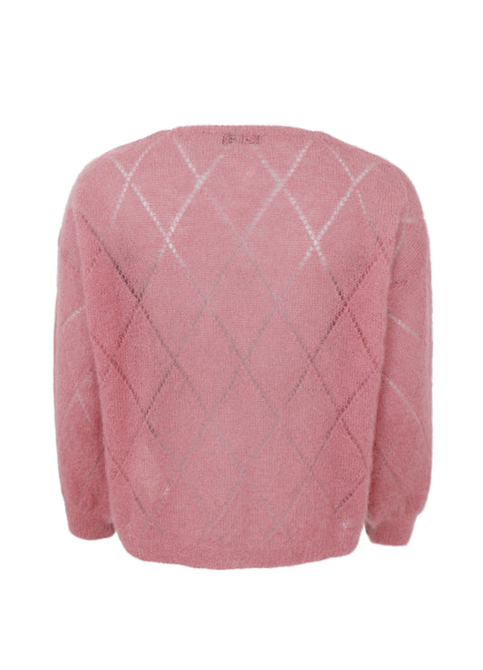 Black Colour Bjoerk Argyle Jumper Warm Rose