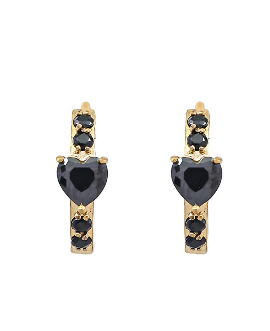 Farmhouse Camilla Øhrling Heart Hoop Earrings Black