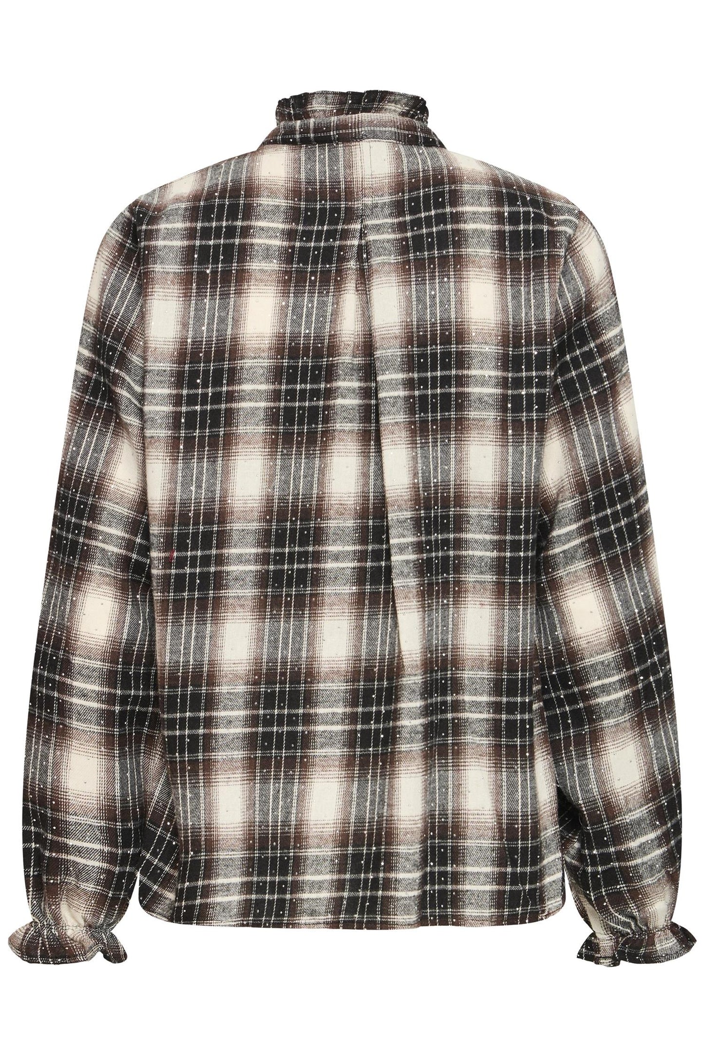 Pulz Katelyn LS Frill Shirt Brown Black