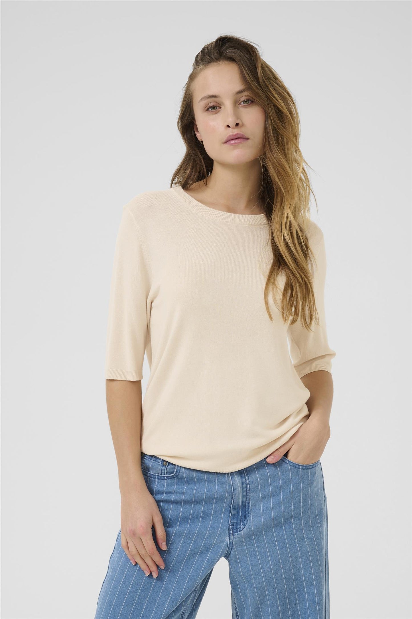 Culture Alex Annemette SS Pullover Whitecap