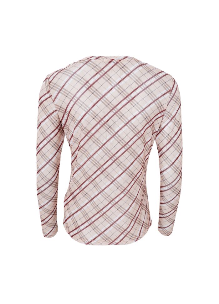 Black Colour Kamma Mesh Blouse Beige Tartan