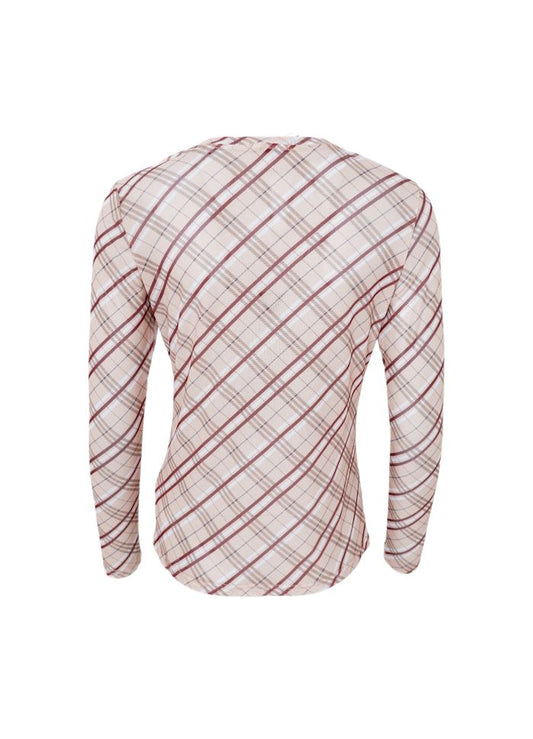 Black Colour Kamma Mesh Blouse Beige Tartan