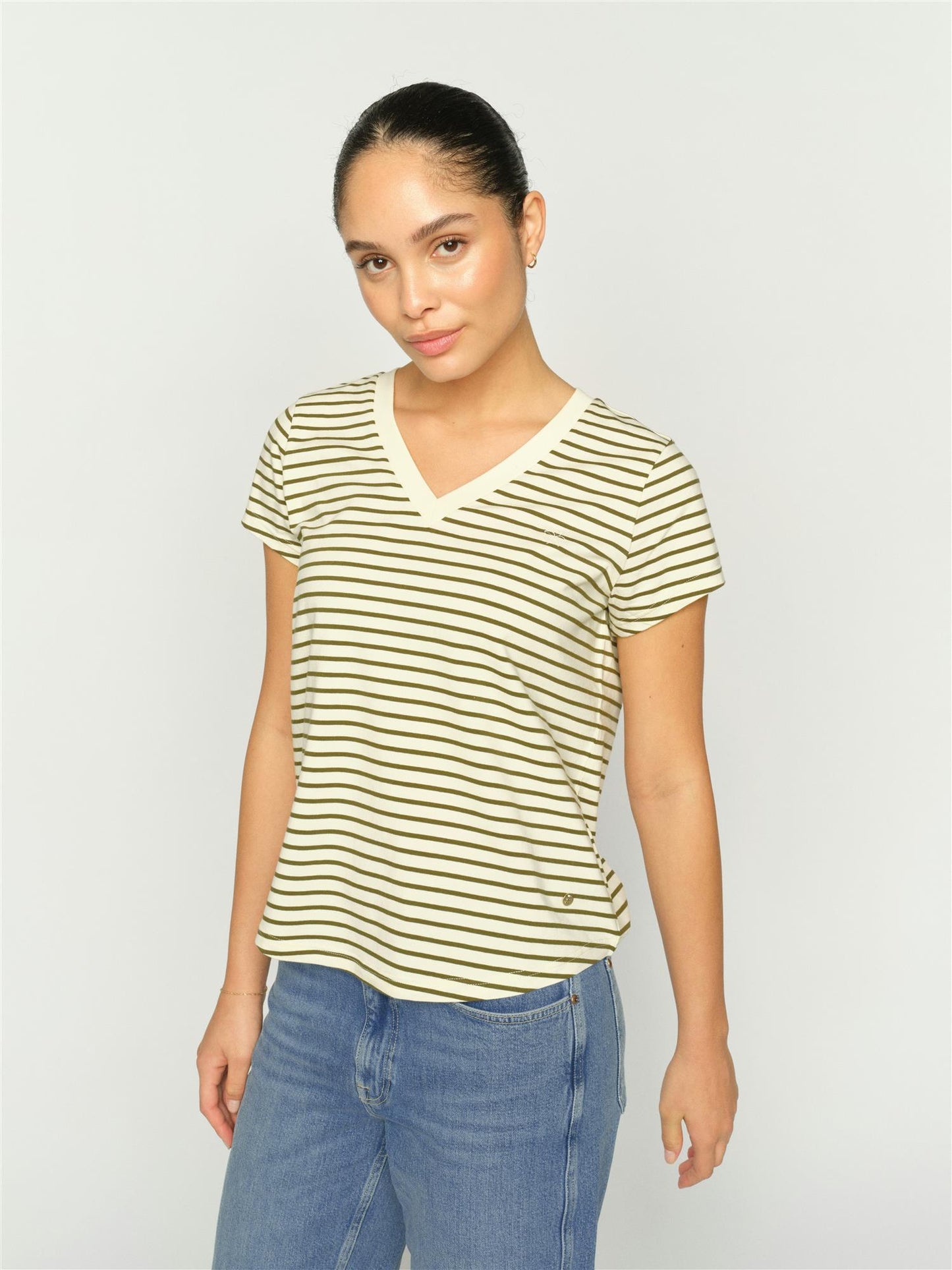 Mos Mosh Kala V-SS Stripe Tee Olive Night