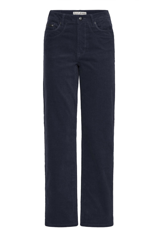 Pulz Sally HW Pant Straight Leg Dark Shappire