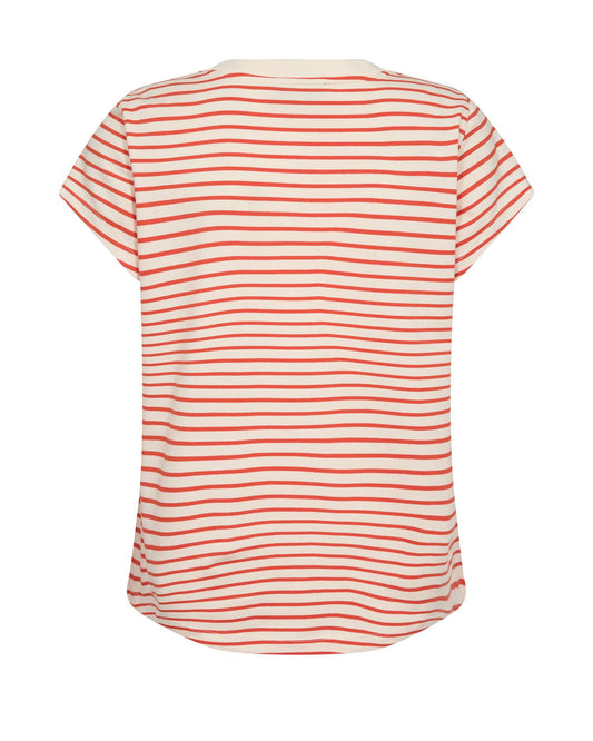 Mos Mosh Kala V-SS Stripe Tee Spicy Orange