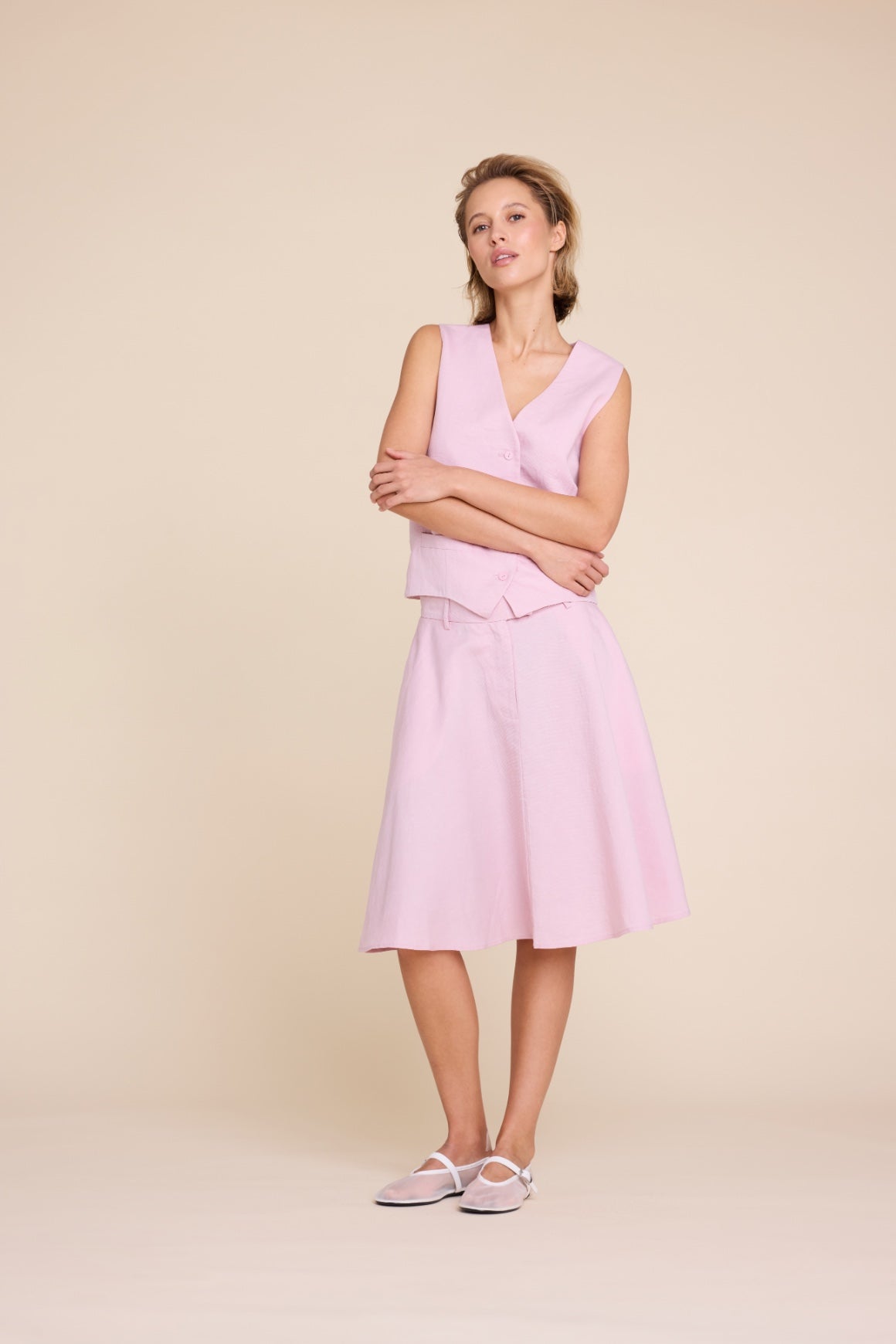 Line of Oslo Aslaug Linen Skirt Pink