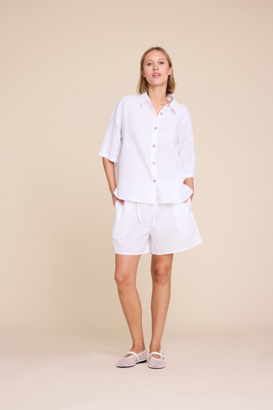 Line of Oslo Boy Friend Linen White
