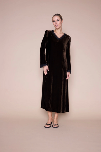 Line of Oslo Maud Dress Velvet Brown