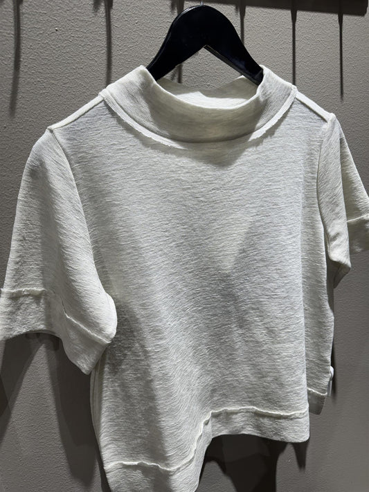 By Basics T-shirt w/ raw edges pearl grey melange