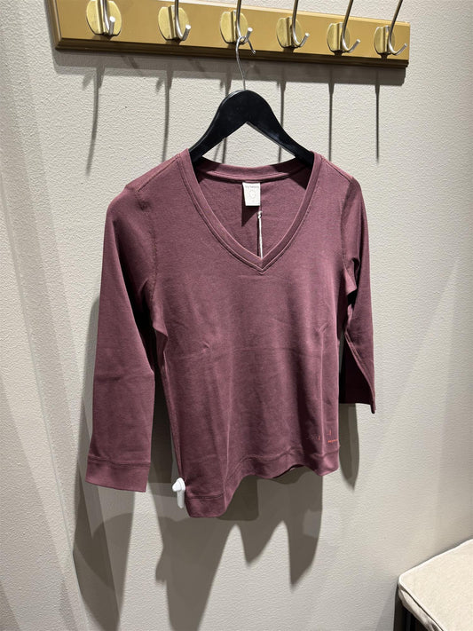 By Basics Shirt V-neck 3/4 Sleeve Burgundy