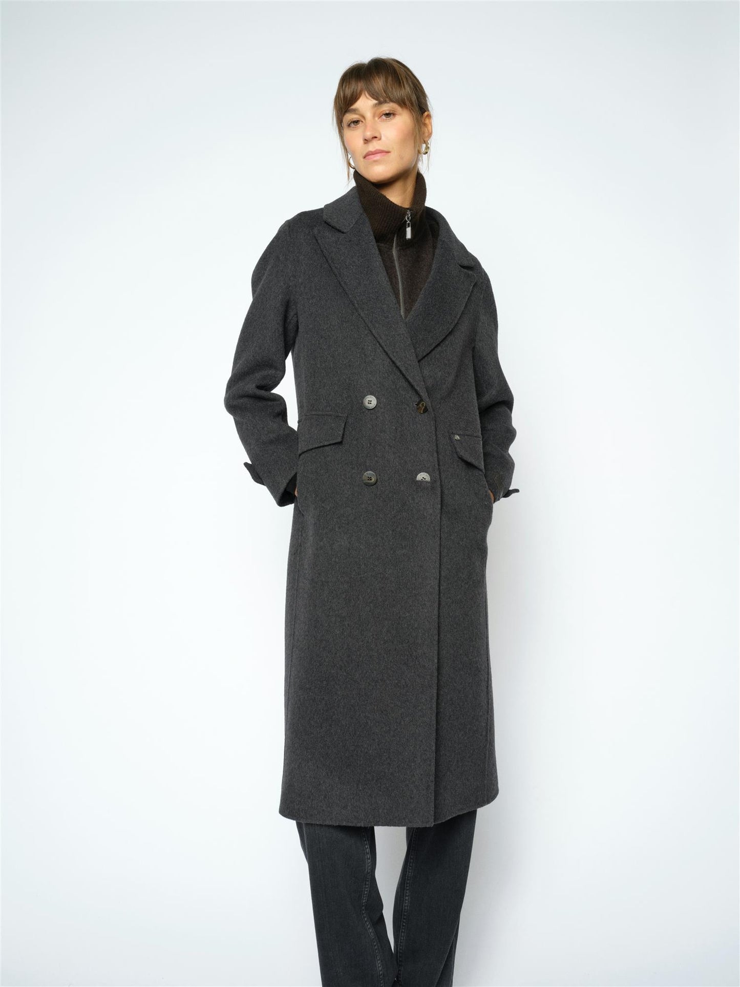 Mos Mosh Alva Loisa Mock Neck Coat Antracite