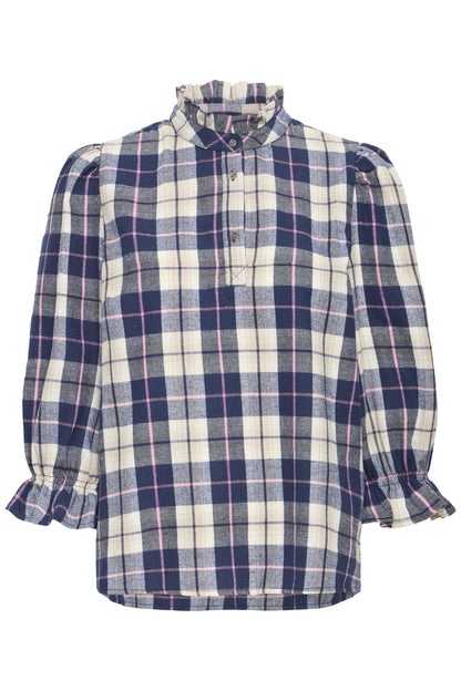 Pulz Deva Blouse Blue Check
