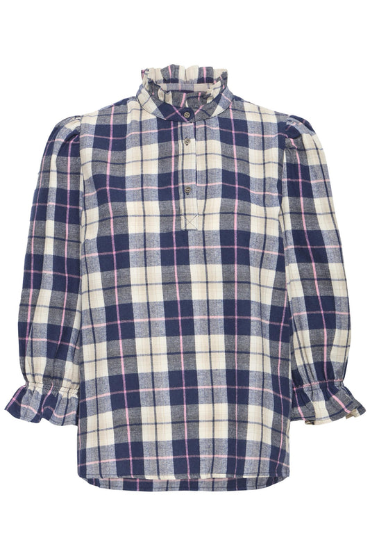 Pulz Deva Blouse Blue Check
