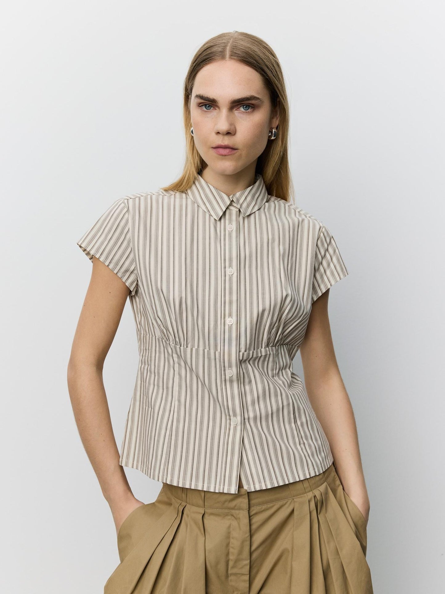 Sofie Schnoor Lilyan Fitted Shirt Light Brown Striped