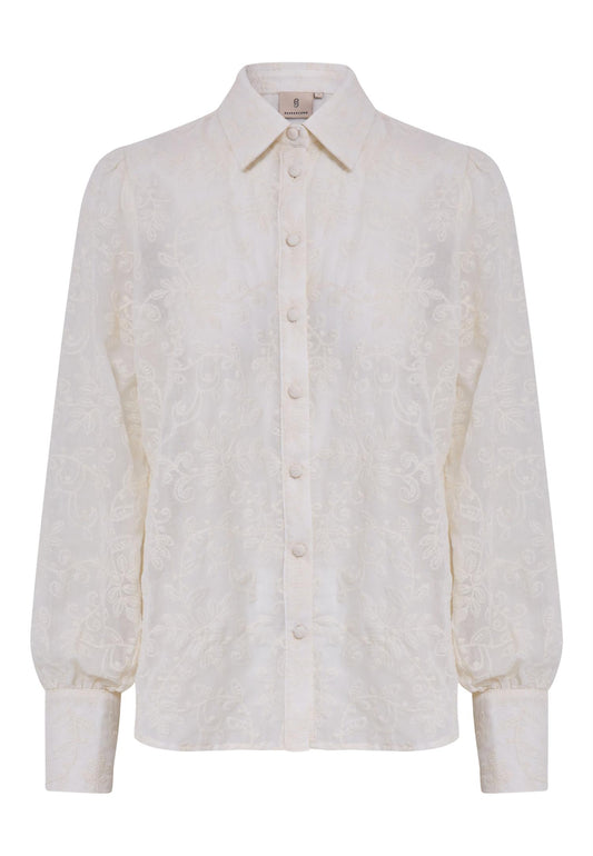 Peppercorn Feodora Embroidered Shirt Gardenia