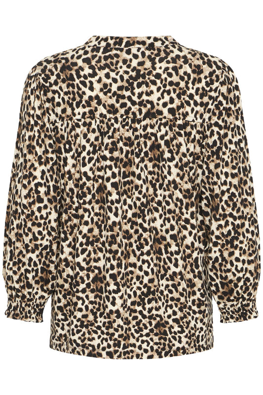 Pulz Charlotte Blouse Brown Animal Print