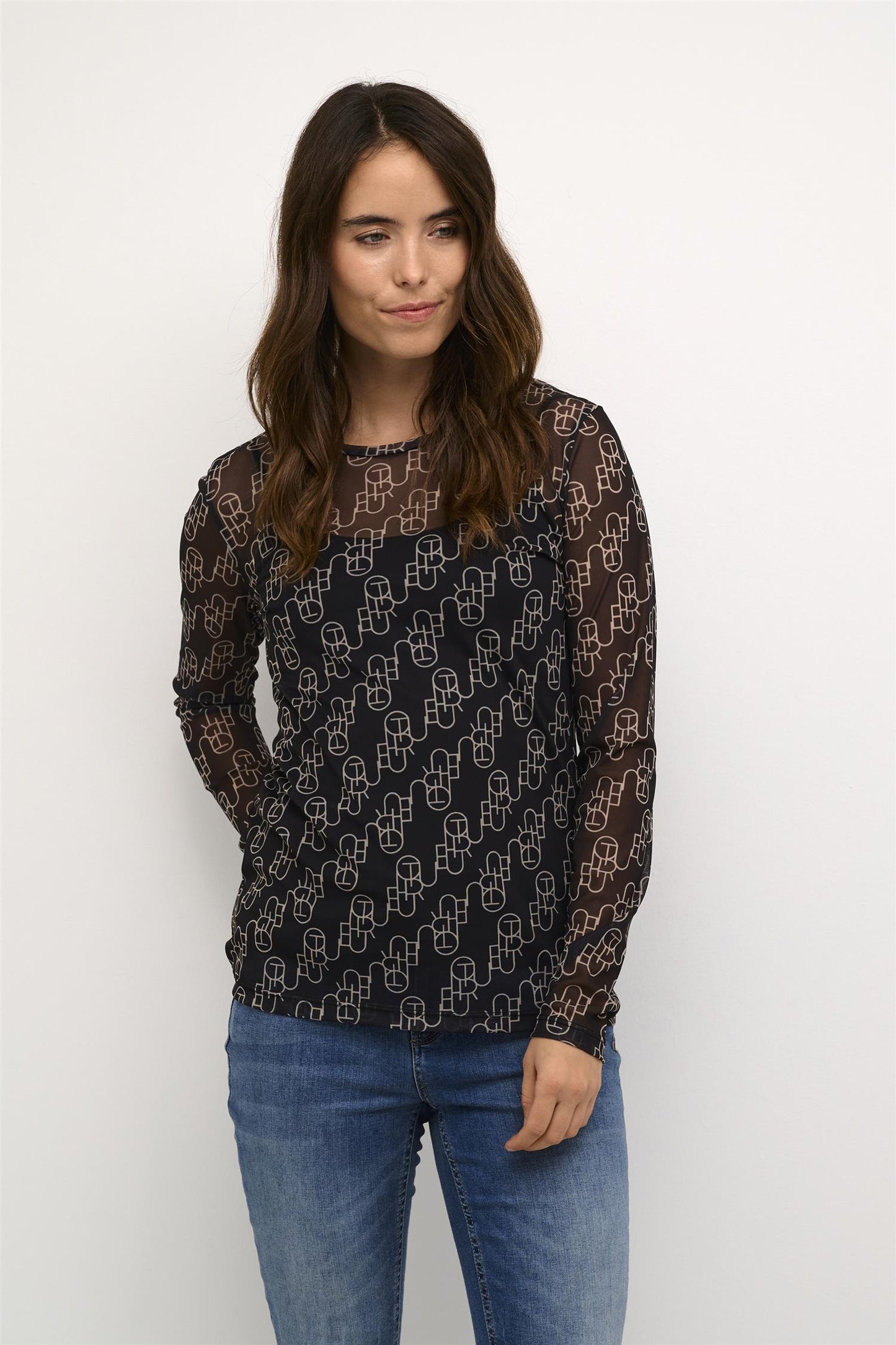 Culture Melida Blouse Black/Oyster Logo