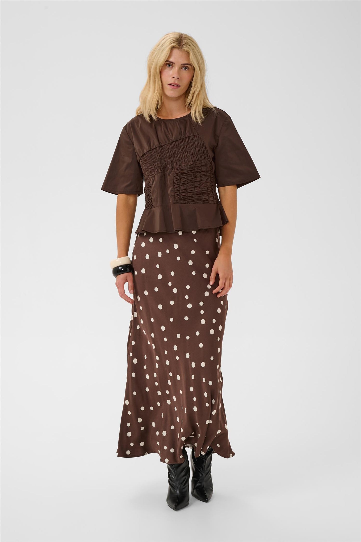 Culture Ajda Antoinett SS Blouse Coffee Bean
