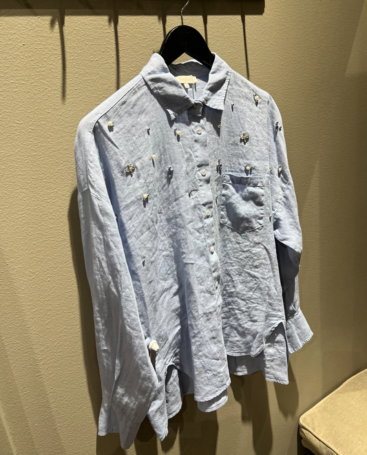 Rah Oslo Stonewash Shirt Pearls Light Blue