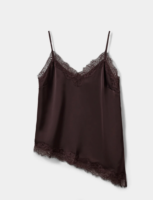 Sofie Schnoor Lewon Satin Lace Slip top Burgunder