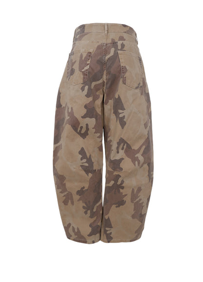 Black Colour Aila Barrel Pant Brown Camouflage