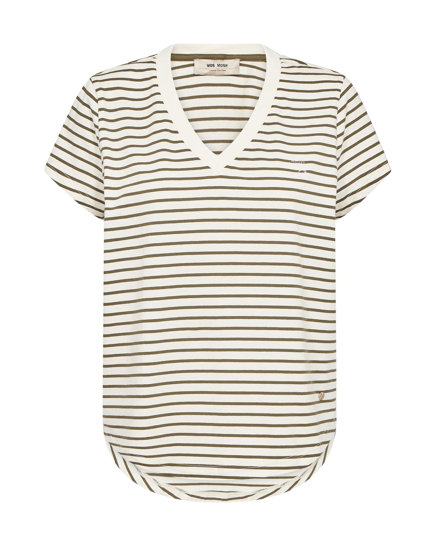 Mos Mosh Kala V-SS Stripe Tee Olive Night
