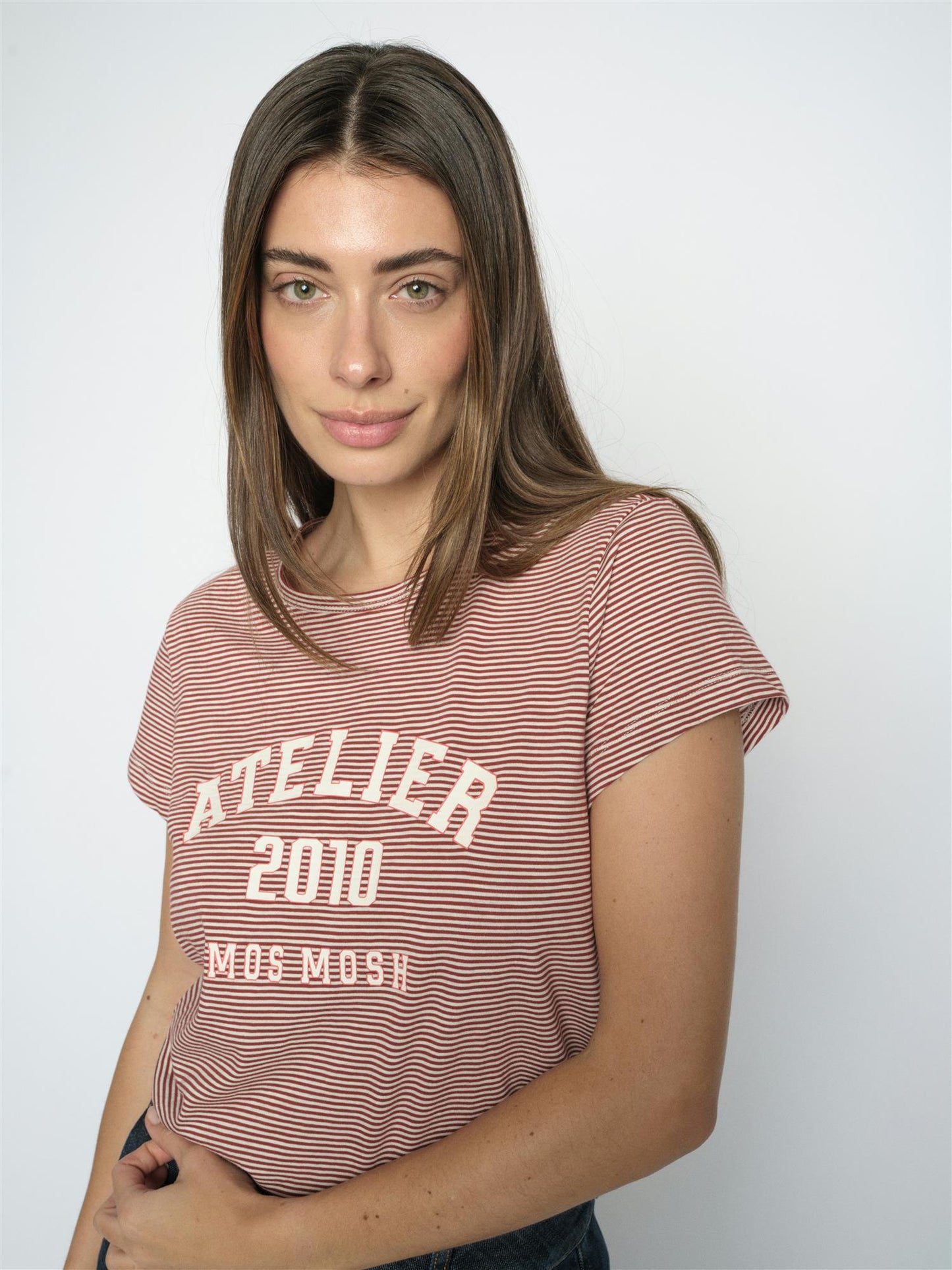 Mos Mosh Camp o-ss Stripe Tee Cowhide