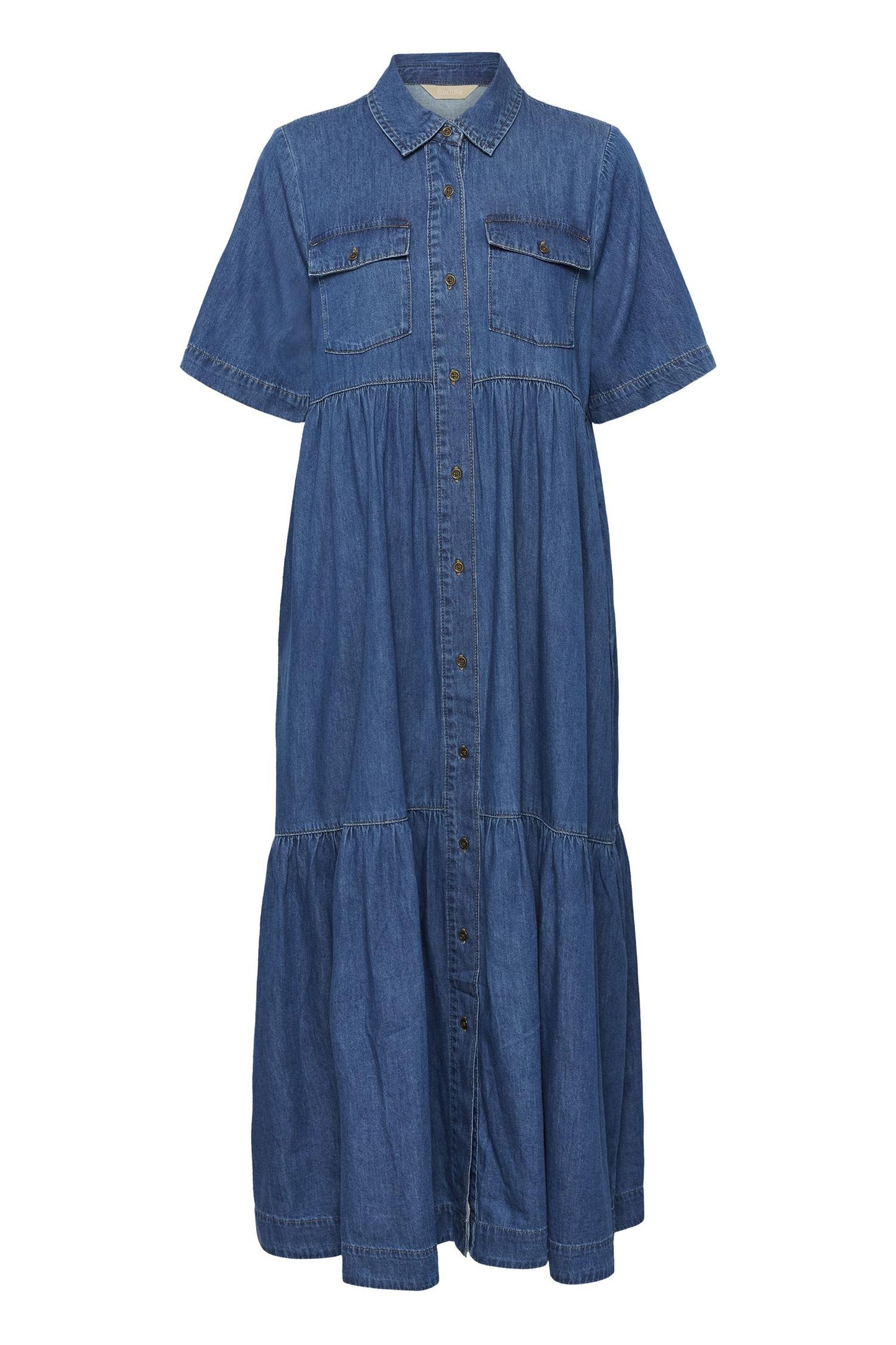 Culture Mona Arpa Long Dress Dark Blue Wash