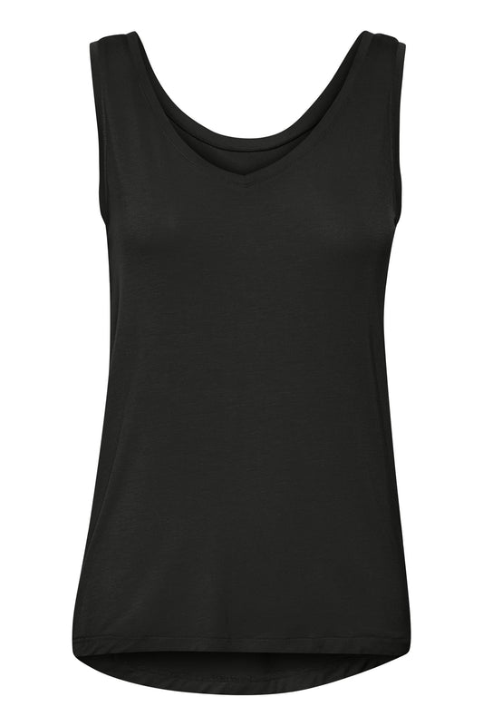 Culture Poppy VO-neck Tank Top Black