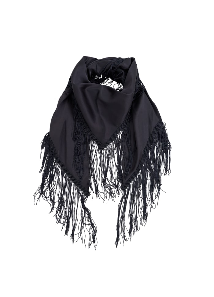 Black Colour Julietta Fringe Scarf Black