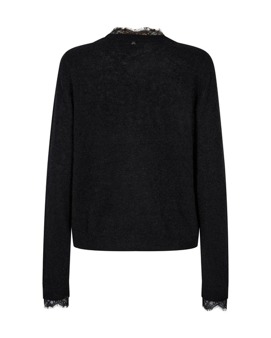 Mos Mosh Helmi Lace Knit Cardigan Black