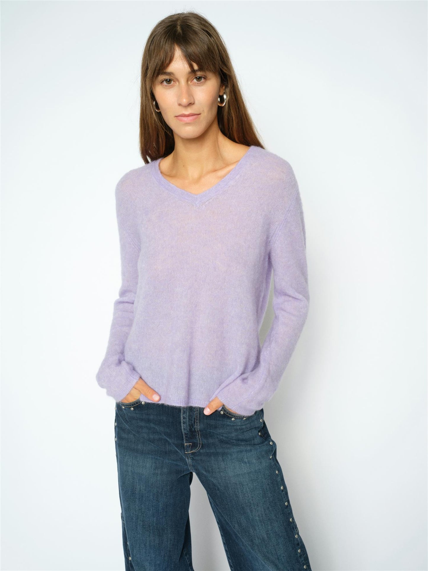 Mos Mosh Mape Sophia V-Neck Knit Violet Tulip
