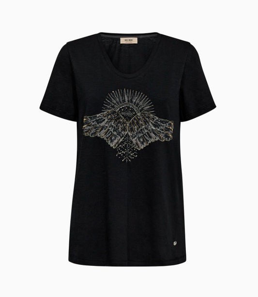 Mos Mosh Nadine O-SS Deco Tee Black