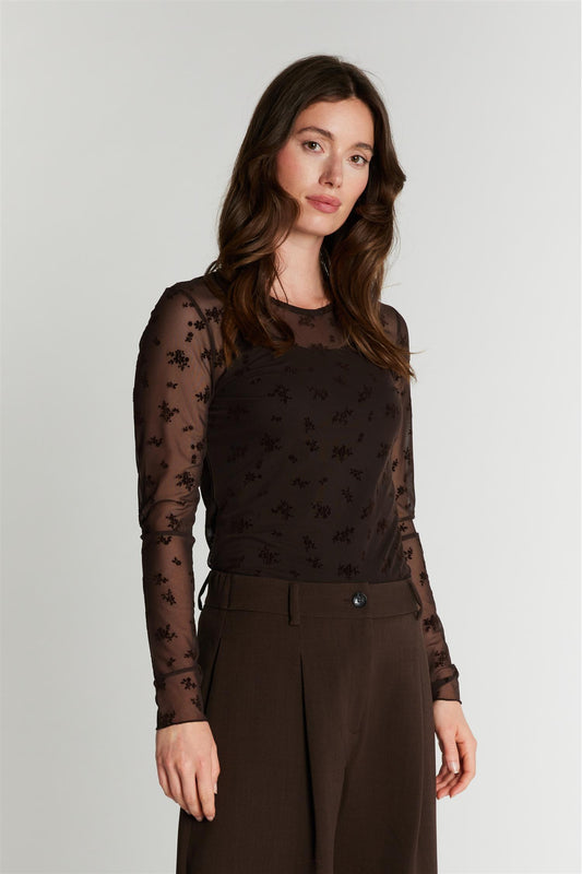 Rue de Femme Round Neck Blouse Chocolat