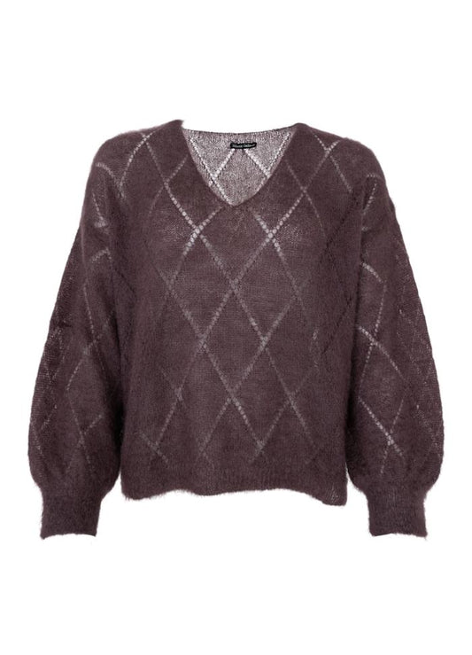 Black Colour Bjoerk Argyle Jumper Coffee
