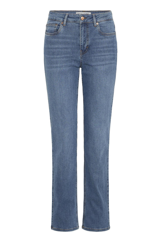 Pulz Emma HW Jeans Medium Straight Bright Medium Blue