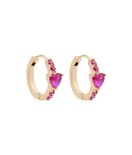 Farmhouse Camilla Øhrling Heart Hoop Earrings Hot Pink