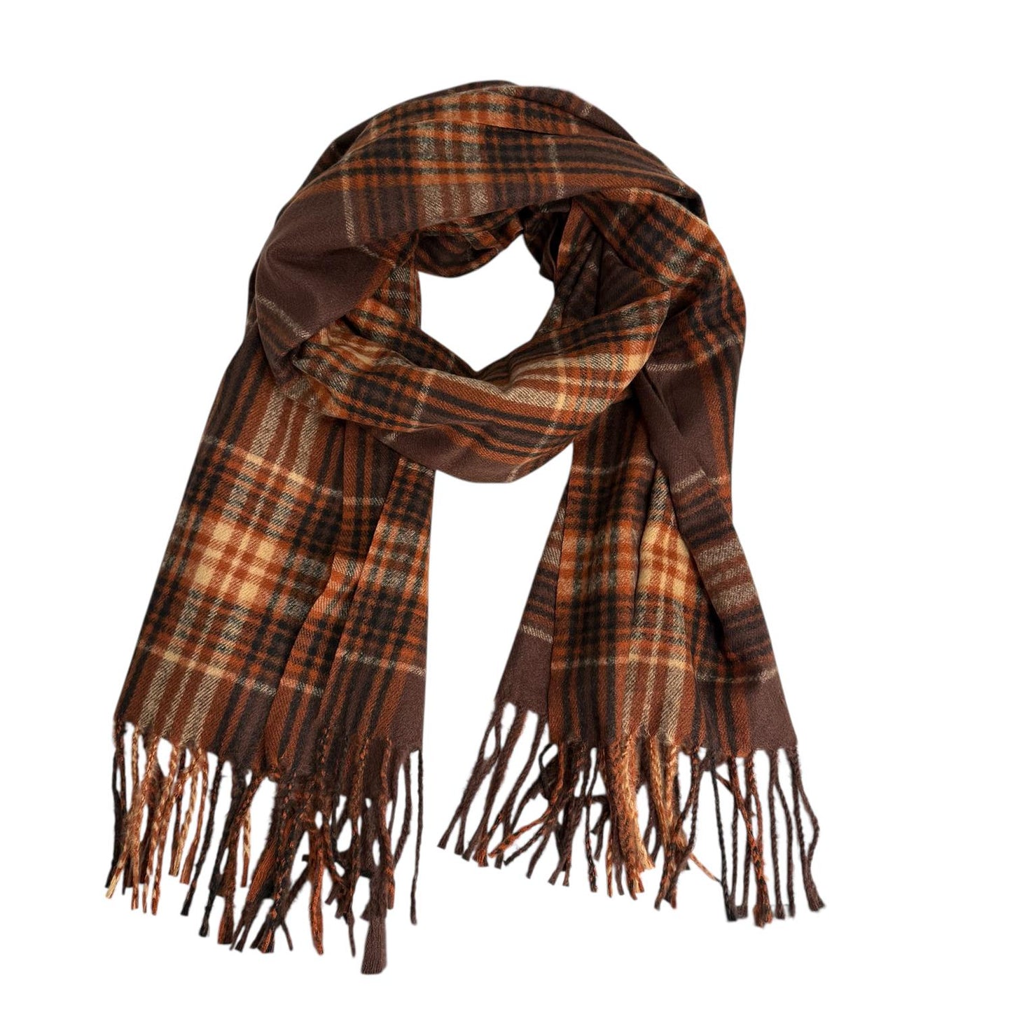 Noma Ull/Cashmere Ruteskjerf Varm Brun/Orange