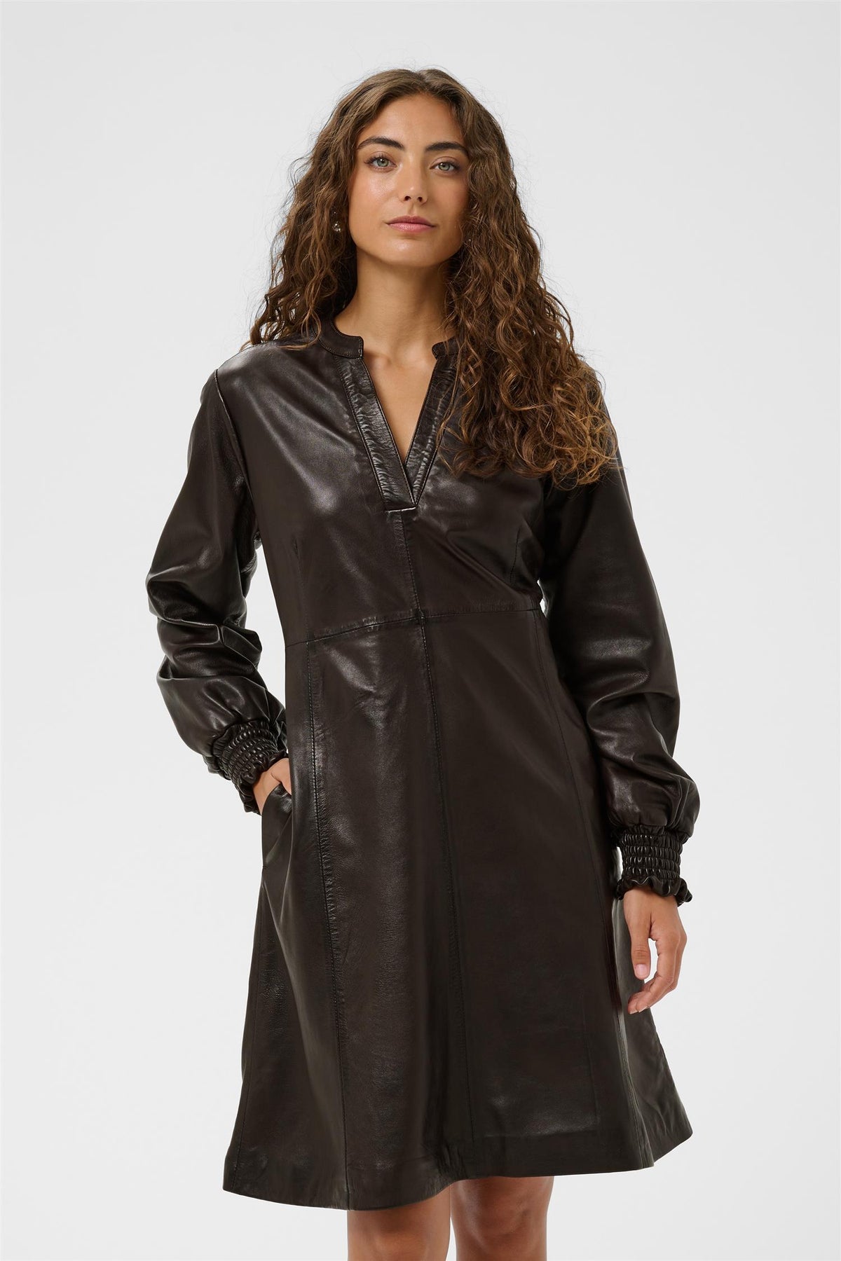 Culture Aniela Leather Dress Coffee Bean