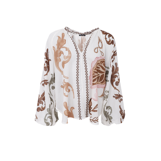 Black Colour Holly Blouse Off White