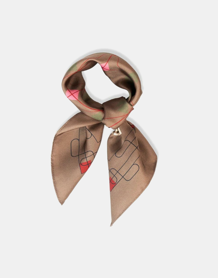 HÉST Eliza Silk Scarf Small Dark Earth