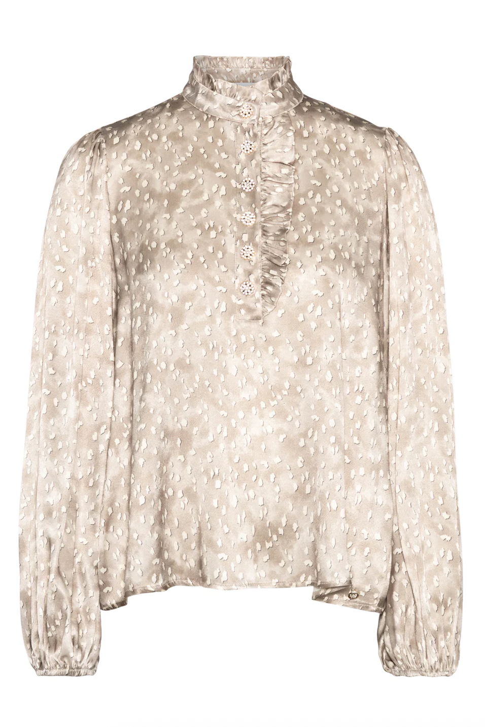 Rah Oslo Print Sateng Blouse Beige Snon