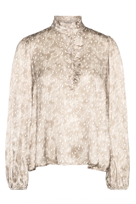 Rah Oslo Print Sateng Blouse Beige Snon