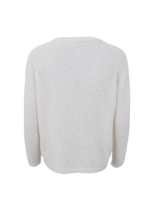 Black Colour Dell LS Knit Jumper Offwhite