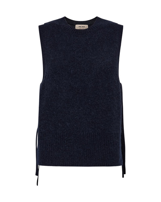 Mos Mosh Thora Tie Knit Vest Salute Navy