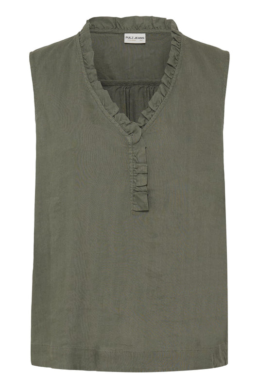 Pulz Luca Top Deep Lichen Green