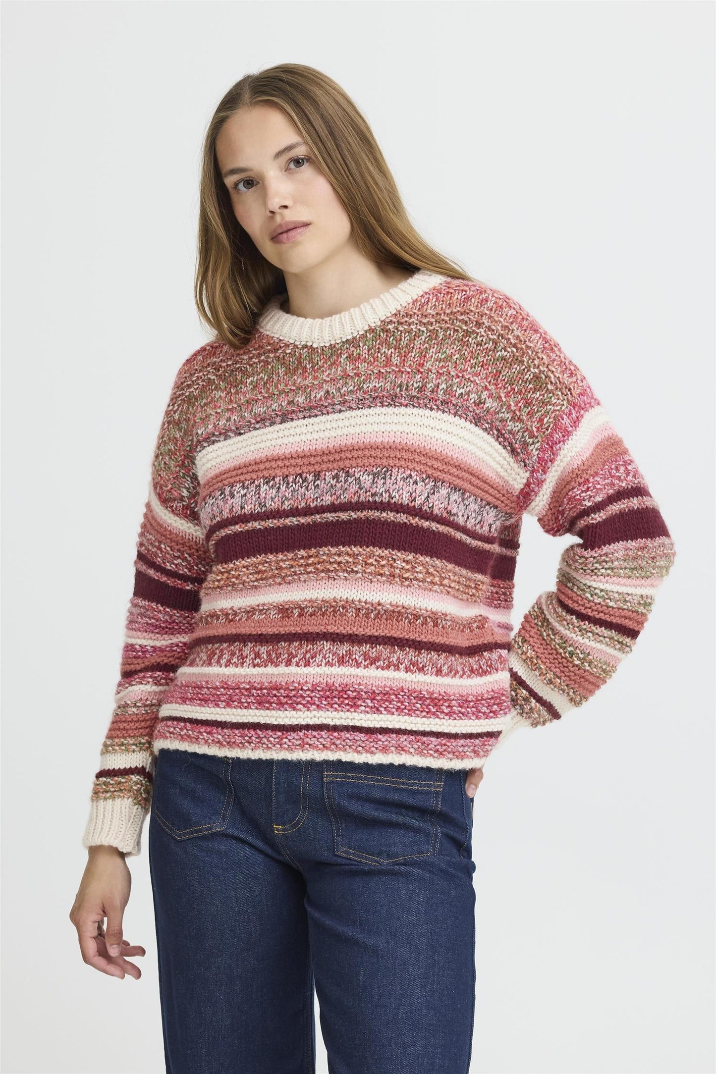 Pulz Rani LS Pullover Rose Knitted Stripe